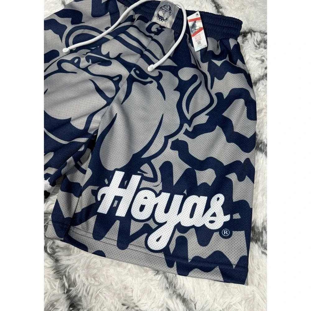 MITCHELL & NESS Georgetown Jumbotron 2.0 Sublimated Shorts Blue Mens S *NEW* $75